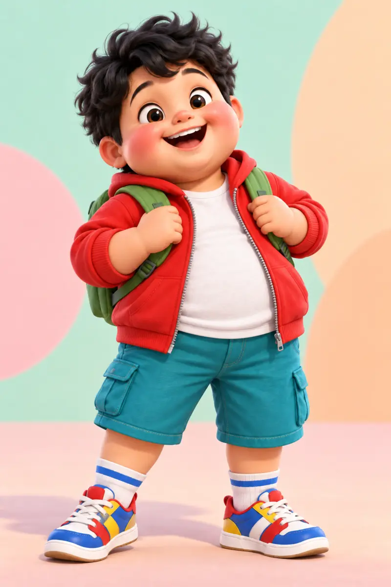 Cute 3D cartoon boy character in a red jacket designed by TheDToons